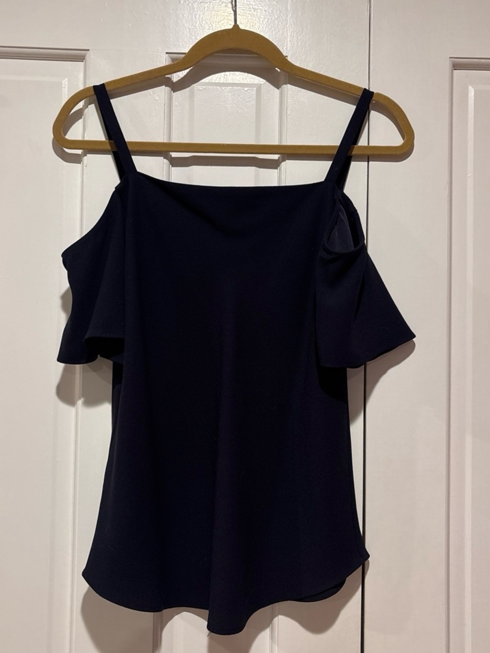 Vintage Ann Taylor Black Cold-Shoulder Spaghetti Strap Top Size XS